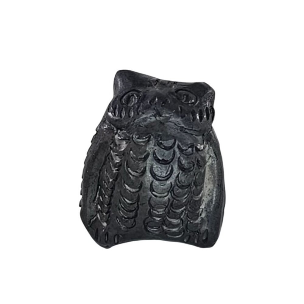 Mexican Folk Art Oaxaca Owl Whistle Miniature Figurine Black Clay Handmade